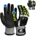 Impact Reducing Work Gloves for Men - ANSI Cut Level A5 with TPR Knuckle Guards & Shock Absorption, Nitrile Coated Palm for Maximum Grip, Heavy Duty for Construction, Warehouse, Auto Repair (L)