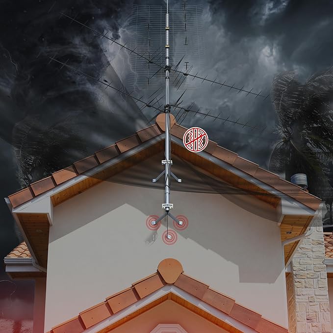 12'' Adjustable Antenna Mast Wall Mount Bracket, 2 Pcs Antenna Stand Off Bracket, Heavy Duty TV Antenna Mounting Brackets, Antenna Wall Mount 12 Inch, Wall Mount Mast Clam｜Tripod Bracket & Y-Brackets