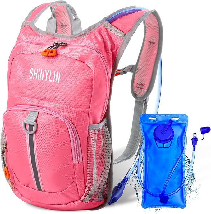 Kids Hydration Backpack with 1.5L Water Bladder Hiking Backpack Lightweight for Boys or Girls Children Biking Climbing Running Cycling