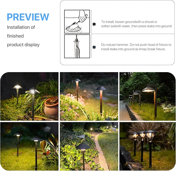 GOODSMANN 2PCS Metal Spikes Stakes with Male Thread 3/4-14NPSM 0.77IN for Low Voltage Landscape Lights Compatible with GOODSMANN Landscape Lights 9920-1838-02