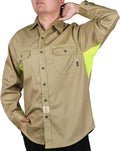 BOCOMAL FR Shirt for Summer Lightweight Vented Mesh Back and Underarm Breathable Flame Resistant Welding Button Down Shirts