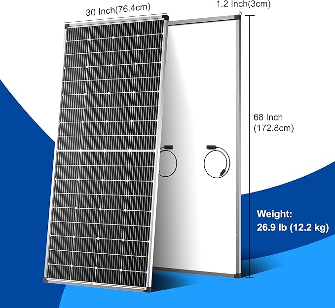 Solar Panel 250W 12 Volt 10BB Cell,Monocrystalline High-Efficiency 250 Watt 12V PV Module Power Charger for RV Caravan Marine Camper Rooftop Farm Battery and Other Off-Grid Applications