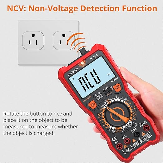 Proster Digital Multimeter 6000 Count - TRMS Ohm Meter Multimeter, Voltimetro Digital, NCV DC AC Voltage Current Temperature Capacitance Resistance Diode Continuity HFE Tester