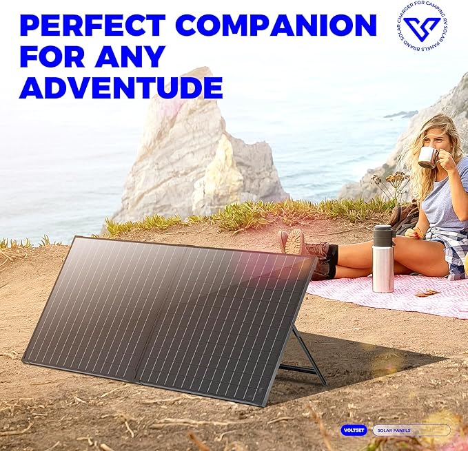 VOLTSET 100 Watt 12 Volt Portable Solar Panel with Waterproof 10A Charger Controller, Foldable 100W Solar Charger Suitcase with H-Bracket for Power Station, Car, Camping, RV, Boat and Outside