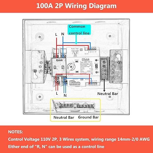 100amp Automatic Generator Transfer Switch 2P 3-Wire 120/240V Automatic/Manual Generator Transfer Switch Ensures Stable Power Transmission, Easy to Use