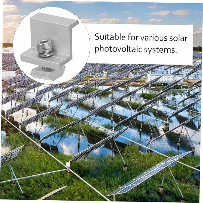 BESPORTBLE 12pcs Outdoor Solar Panel Fixed Buckle Metal Rack Clips Versatile Mid-end Clamps for Easy Installation of Solar Photovoltaic Systems