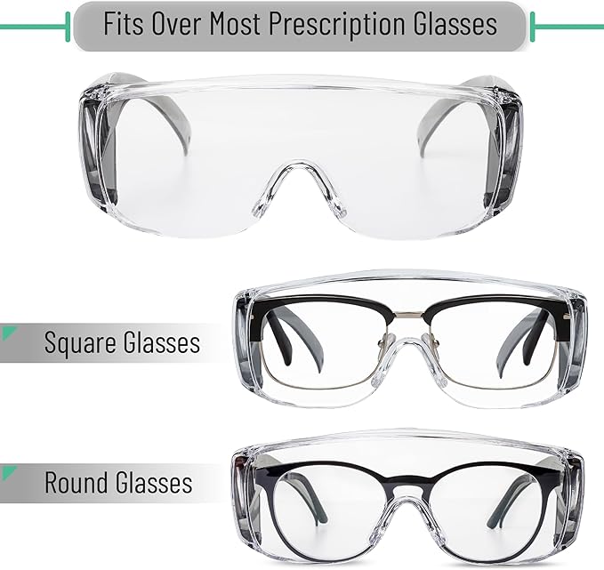 UNCO- Safety Goggles Over Glasses, Protective Goggles, Anti Fog, Work, Safety Glasses Over