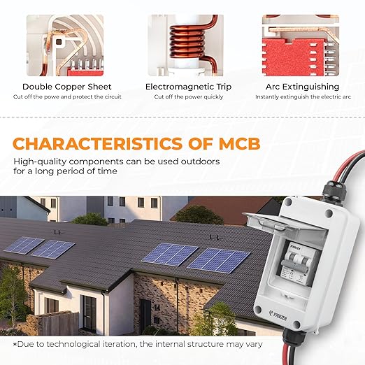 25A Solar Panel Disconnect Switch 400V DC/AC Solar Shut Off Switch 2 Poles Outdoor DC Miniature Circuit Breaker Box, IP65 Waterproof UV-Proof for PV Home (25 Amp)