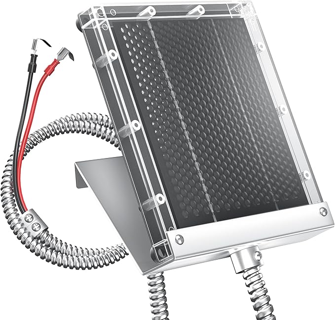 POWOXI 12V Solar Panel for Deer Feeder: 1.7W Waterproof Solar Battery Charger with Mounting Bracket Alligator Clip Feeder 12 Volt Solar Panel