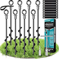 Ground Anchors Screw in 8Pcs, Trampoline Stakes Anchors with Straps Resistant High Wind, Earth Anchor for Swing Set, Tent, Trampolines, Carport, Canopies(8x15in)
