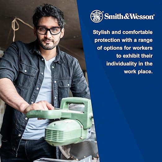 Smith & Wesson Elite Safety Glasses (21303), Smoke Lenses, Black Frame, Unisex Sunglasses for Men and Women