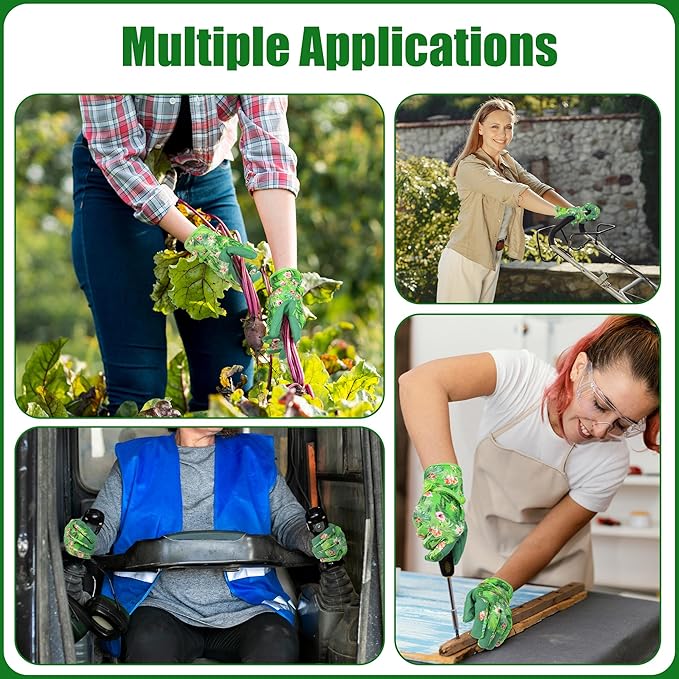 HANDLANDY Work Gloves for Women, Breathable Leather Gardening Glove for Yard Maintenance, Hand Protection with Touch Screen