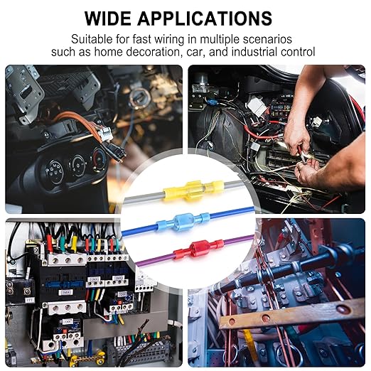 Twidec/50PCS Nylon Spade Connectors Kit 22-10 Gauge Male and Female Wire Spade Terminal Quick Disconnect Fully Insulated Wire Crimp Connector for Automotive Marine