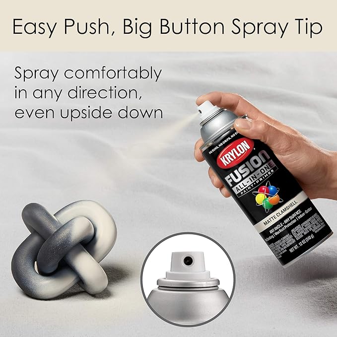 Krylon K02799007 Fusion All-In-One Spray Paint for Indoor/Outdoor Use, Matte Clamshell Off-White (Pack of 2)