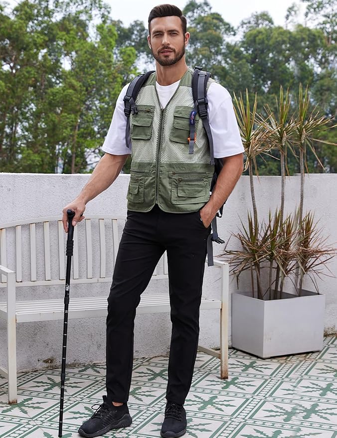 Gihuo Men's Fishing Safari Vest with Pockets for Summer Travel