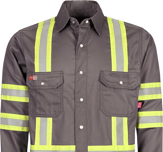 TICOMELA FR Shirts for Men High Visibility/Hi Vis Flame Resistant/Fire Retardant Shirt 6.5oz Men's Welding Shirts