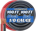 WNI 1/0 Gauge 100 Feet Black 100 Feet Red 1/0 AWG Ultra Flexible Welding Battery Copper Cable Wire - Made in The USA - Car, Inverter, RV, Solar