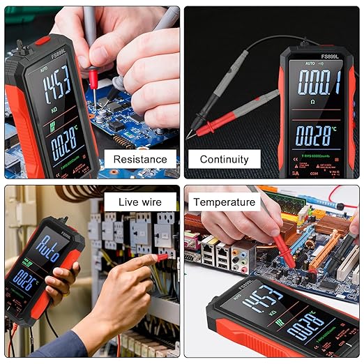 FS899L Digital Multimeter with Color Screen, USB C Rechargeable Electrical Testing, 6000 Counts True RMS AC/DC Voltage Tester, NCV, Capacitance, Non Voltage Detector for Car, Home(FS899L)
