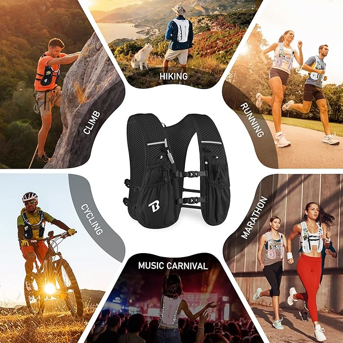 Running Vest Hydration Backpack for Men Women, 5L Lightweight Running Backpack Hydration Pack for Marathon, Trail, Cycling, Hiking, Jogging