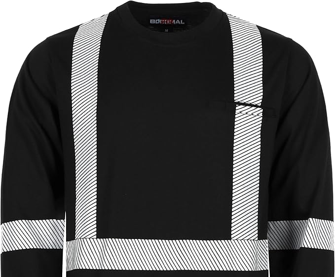 BOCOMAL FR Hi-Vis Shirts 6oz Lightweight High Visibility Reflective Flame Resistant/Fire Retardant Shirt Men's Safety Shirts