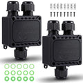 2 Pcs Waterproof Junction Box Ip68 Outdoor 3 Way Plug Line M25 Plastic Wire External Electrical Junction Box Outdoor Cable Connector for Diameter Cable φ 5-9mm, φ 9-12mm, φ 10-14mm