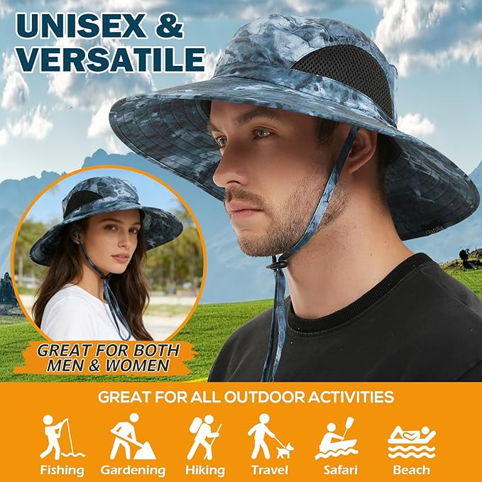 EINSKEY Wide Brim Sun Hat, UPF 50+ UV Protection Waterproof Packable Bucket Hat for Men & Women, Fishing Hiking Beach Garden