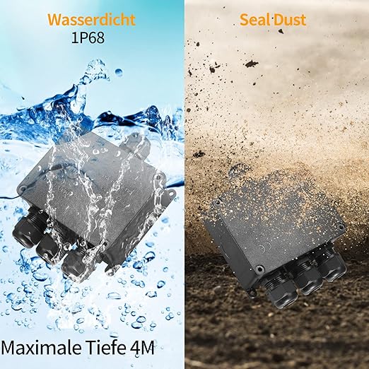 Electrical Junction Box, Waterproof IP68 4-Way External Junction Box, Cable Connector Box, Underground External Outdoor Junction Box for Wire Range 4-12mm (4.5" x 4.56" x 2" -1Pcs)