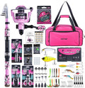Goture Pink Fishing Rod and Reel Combo - ML Action Spinning Reel Pole with Pink Bag - Telescopic Rod Kit for Starter Travel Saltwater Freshwater, Gift for Woman