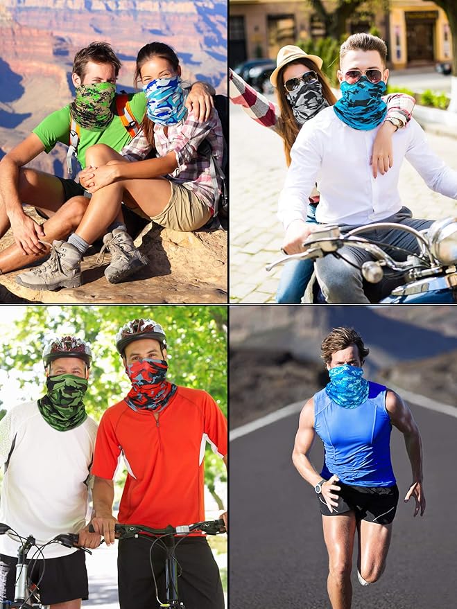 SATINIOR Summer Camo Neck Gaiter UV Protection Cooling Face Mask Sun Hood Bandanas for Men Women Sunscreen Breathable Bandana