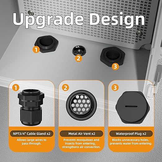 Joinfworld 14X10X6 Waterproof Junction Box Plastic Outdoor Weatherproof Box Nema 4 Enclosure Outdoor Electrical Control Box Weather Proof for WiFi Router Timer Marine