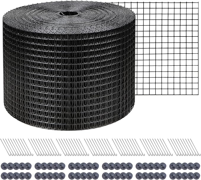 6" x 100ft Solar Panel Bird Guard, Protection Net 1/2" Mesh PVC Coated Galvanized Steel, Animal Barrier with 70 Fastener Clips for Roof Solar Panels (6in X 120ft)