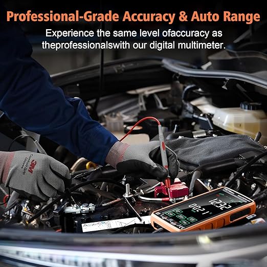FKM Pro Digital Multimeter Tester,Compact & Rechargeable Voltmeter w/ 5″ Touch Screen,Auto-Ranging,TRMS 6000 Counts,High Accuracy,Smart Electrical Tester Measures DC/AC Voltage,Current,Resistance,Temp
