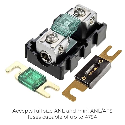 NVX XFMMINI 4/8 Gauge Mini-ANL/MANL/AFS Modular Inline Fuse Holder – Linkable Fuse Block with Solid Brass & Satin Chrome Finish – Car & Marine Audio Circuit Protection