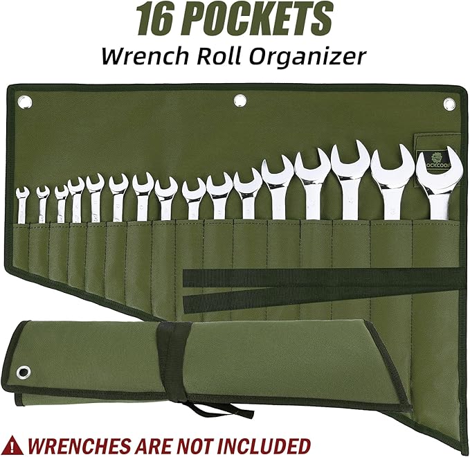 16 Pockets Wrench Roll Organizer (Blue+Green)