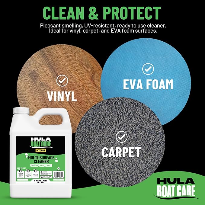 Hula Multi-Surface Cleaner — Vinyl, EVA Foam and Carpet, 1 Gallon — Boat Seat, Sea Deck and Marine Interior Cleaner, Biodegradable, Made in USA