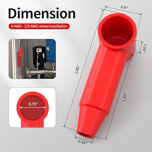 10Pack Battery Terminal Cover for 1/4",5/16",3/8" Battery Post, Silicone Stud Terminal Cover Protector Boot fit 4 to 2/0 AWG Gauge Cable for Car Truck RV Solar