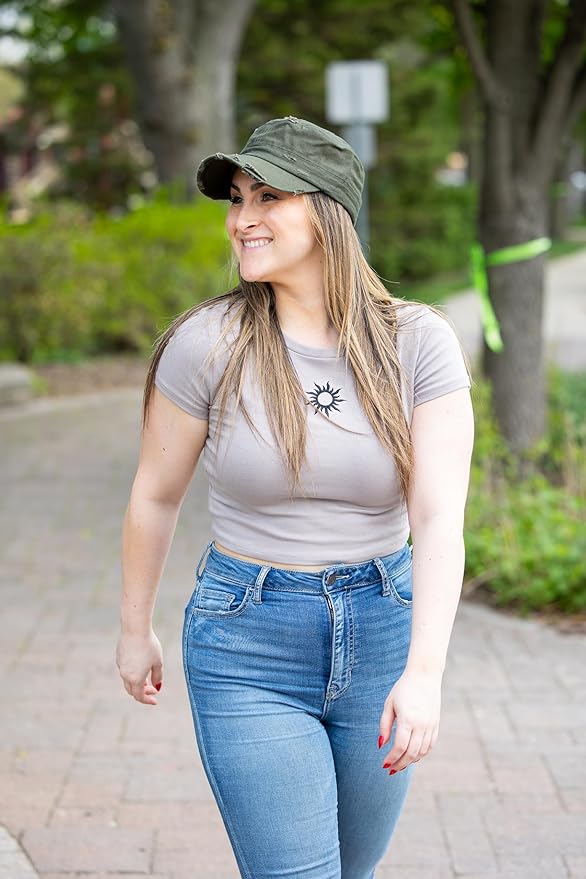 Funky Junque Distressed Military Hat – Newsboy Hats for Women, Short Brim Army Baseball Cap, Womens Cadet Hat Trendy Style