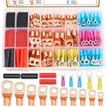 mankk 180PCS Copper Wire Lugs AWG 2 4 6 8 10 12 14 16 Gauge Battery Terminal Connectors Battery Cable Ends Connectors Copper Ring Terminal Kit with Heat Shrink