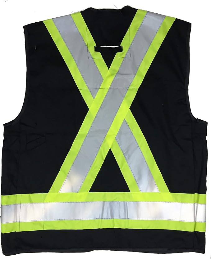 Viking Open Road Surveyor Safety Vest - Class 2 Reflective Polyester Twill with 14" Zippered Pack on Back, Plentiful Pockets