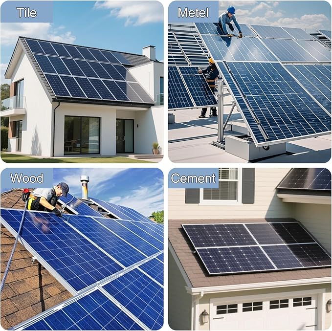 8PCS L-Foot Solar Mounts with Screws and Accessories, Heavy-Duty Aluminum Alloy Photovoltaic Panel Mounting Bracket, Photovoltaic Mount, Waterproof Solar Panel Bracket for Roof PV System