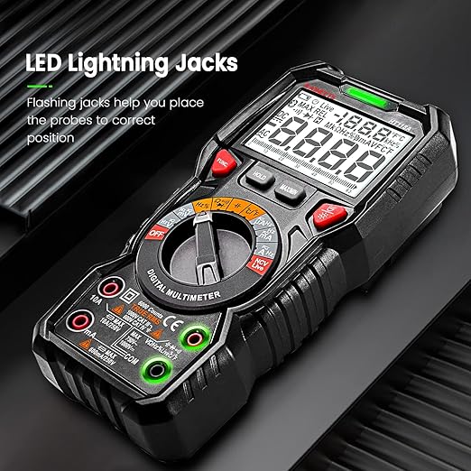 KAIWEETS Digital Multimeter TRMS 6000 Counts Voltmeter Auto-Ranging Fast Accurately Measures Voltage Current Amp Resistance Diodes Continuity Duty-Cycle Capacitance Temperature for Automotive