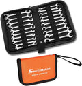 SPEEDWOX Mini Double Open End Wrench Set, 10-Piece Metric & SAE, Super-Thin Angled Heads, Made of Premium Carbon Steel, Includes Storage Pouch