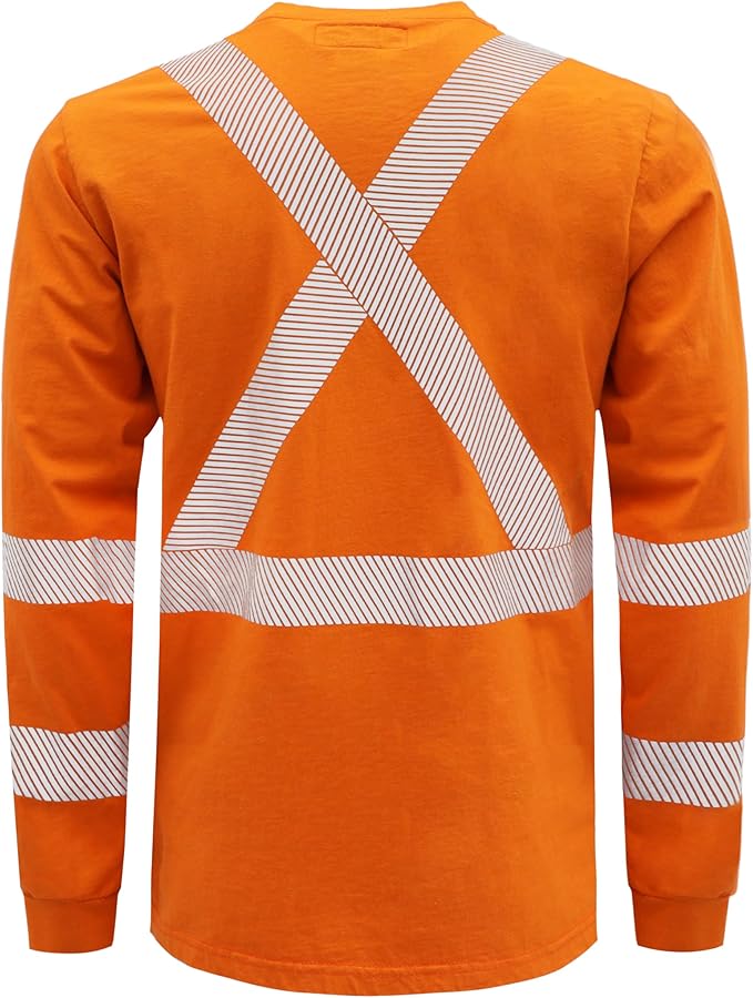 BOCOMAL FR Hi-Vis Shirts 6oz Lightweight High Visibility Reflective Flame Resistant/Fire Retardant Shirt Men's Safety Shirts