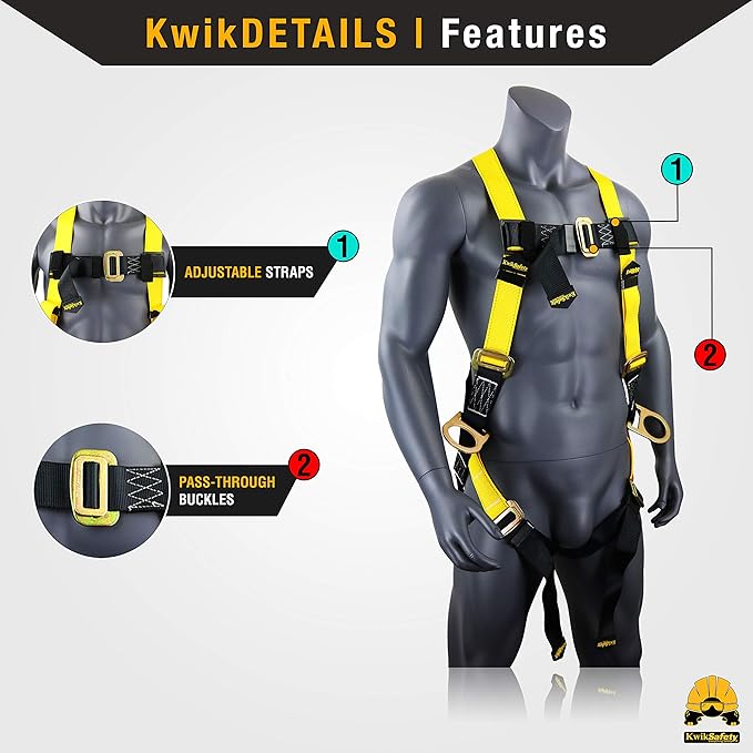 KwikSafety - Charlotte, NC - Python [KIT] Safety Lanyard + Safety Harness & Anchor/OSHA ANSI Fall Protection External Shock Absorber Construction Arborist Roofing Snap Rebar Hook Connector