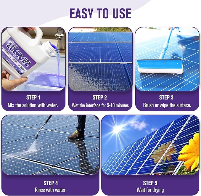 Teexpert Solar Panel Cleaner (1Gallon Makes 600 Gallons), Ultra Concentrated Glass & Solar Panel Cleaning, Pro Quick Dry Streak-Free Remove Dirt, Dust, Droppings, Fingerprints, Oils & Water Spots