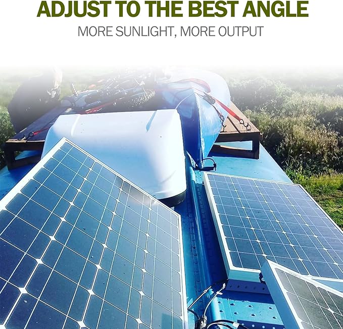 HQST Adjustable Solar Panel Tilt Mount Brackets, 28 inch Solar Panel Racks with Foldable Tilt Legs - Support up to 150 Watt Solar Panels for Boats, RV, Roof Off Grid System