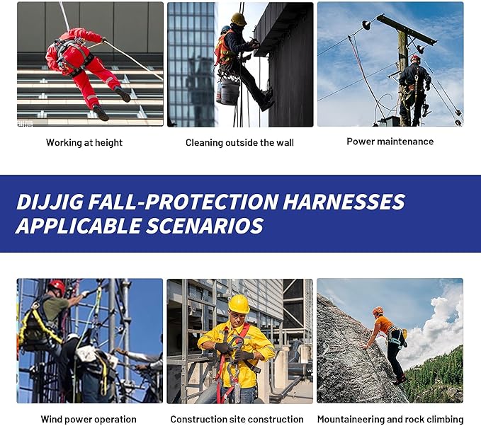 Safety Harness Fall Protection Kit Full Body Roofing Harnesses With Internal Shock Absorbing Lanyard, Blue Safety Harness For Construction OSHA/ANSI Compliant
