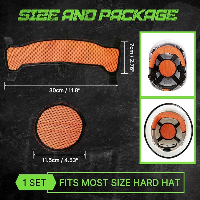 Aolamegs Hard Hat Sweatband and Top Pad - 1 Set Washable Hard Hat Sweat Bands with Helmet Padding,3-Layer Fabri Hardhats Sweat Liner Replacement,Hardhat Accessories for Welding/Construction Helmet