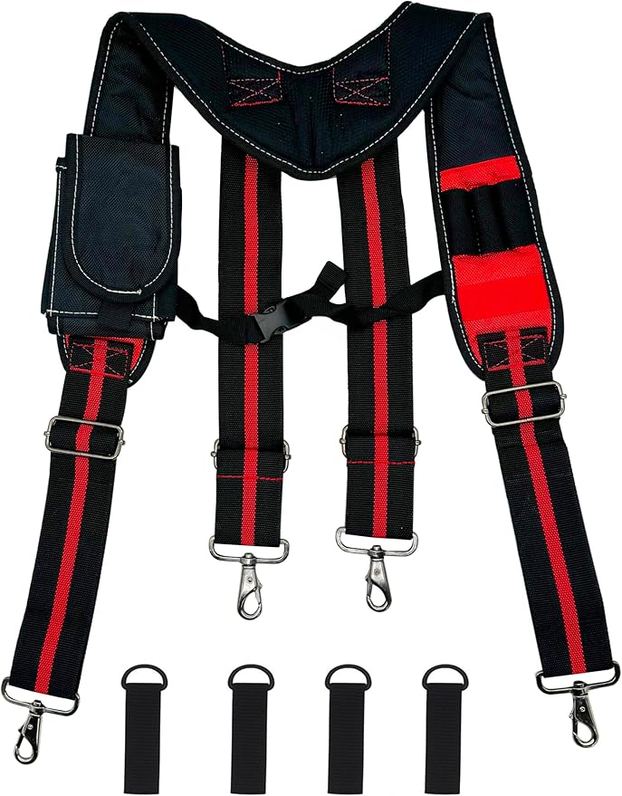 Cedriany Tool Belt Suspenders for Work Belt Suspenders Heavy Duty Padded with Attachment Loops for Men