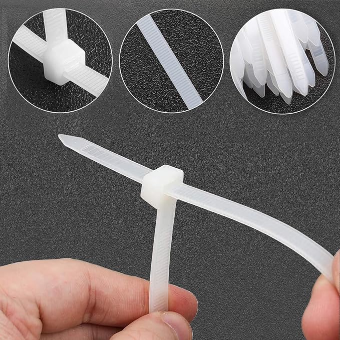 White Zip ties 24 Inch Heavy Duty Cable Ties 50 Pack 0.3" Wide plastic Zip Ties for Outdoor Indoor Use 120lb Tensile Strength Electrical Wire Organizing & Bundling